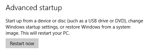Дополнительные параметры загрузки - кнопка Перезагрузить сейчас
