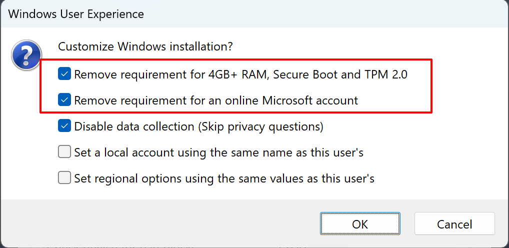Настройки пользовательского опыта Rufus
