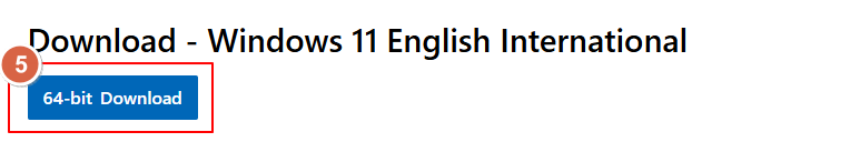 Кнопка загрузки Windows 11 64-бит